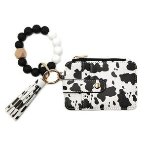 Leopard Print Silicone
Beaded Wristlet ID Card Holder